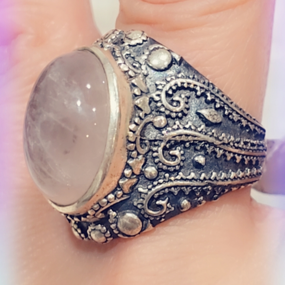 Rose Quartz Sterling Gemstone Ring